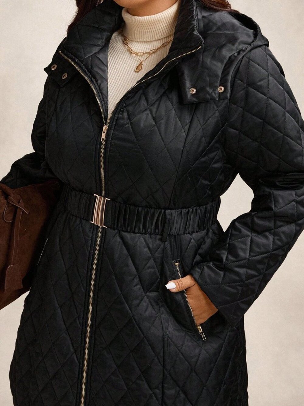 Black Casual Women's Quilted Padded Coat